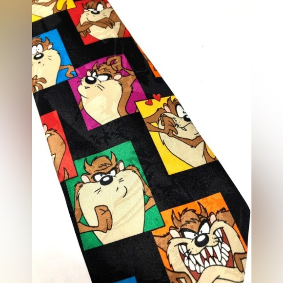 Vintage Necktie Looney Tunes Necktie Tazmanian Devil Neck Tie 1993 - Picture 2 of 6